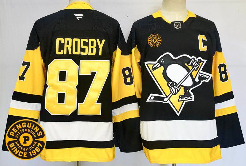 Men Pittsburgh Penguins #87 Crosby Black Fanatics 2025 NHL Jersey style 3